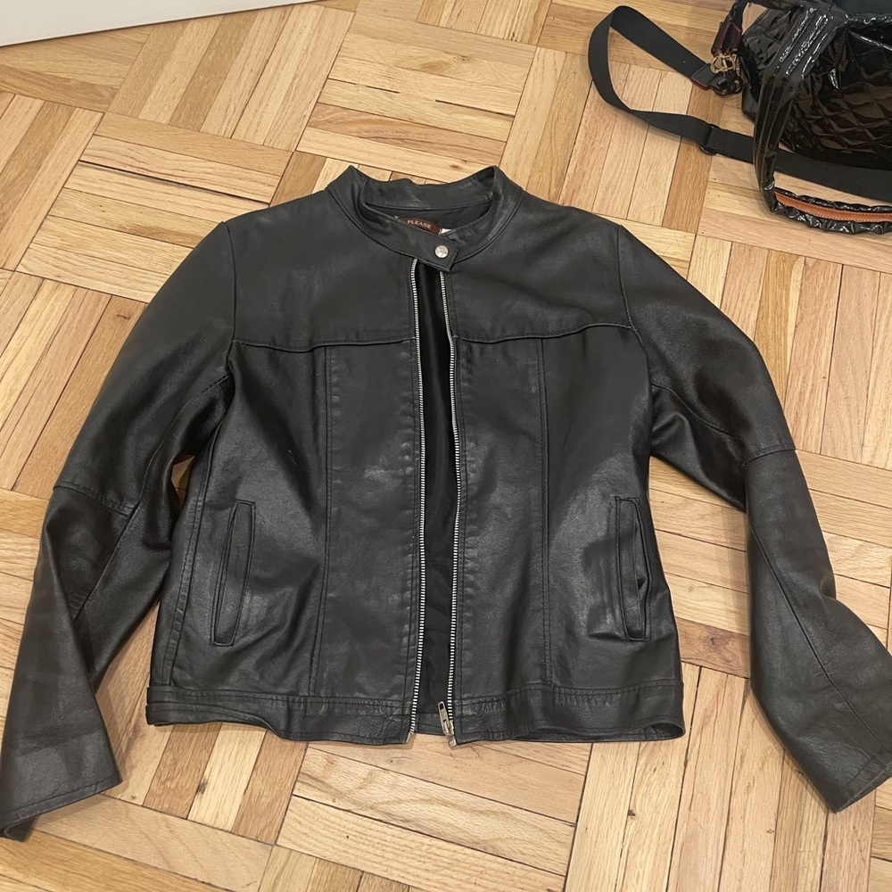 Please Black Leather Jacket